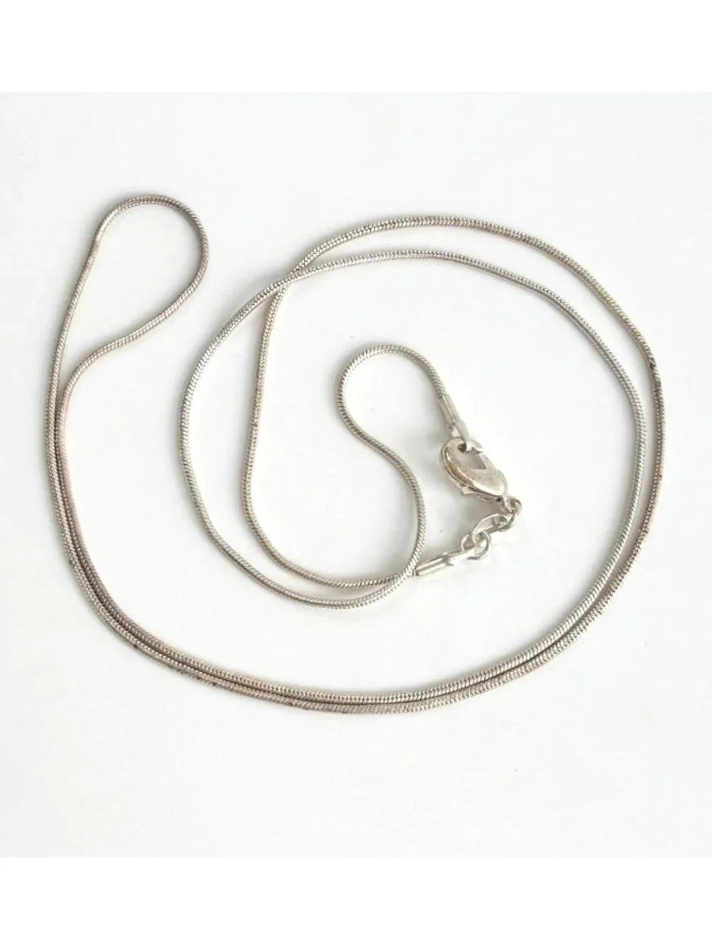 Snake Chain Sterling Silver 925 Minimalist Classic Vintage Necklace - 23